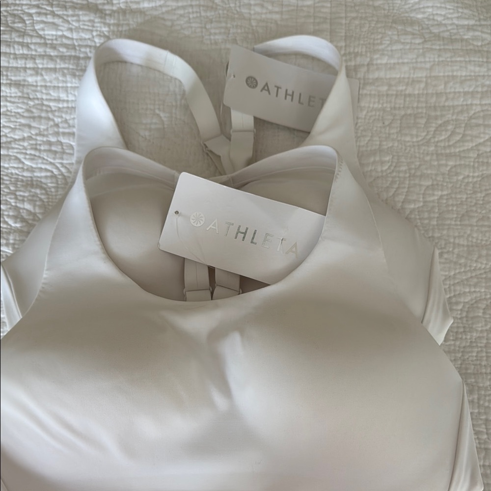 Athleta White Sports Bras with back adjustable hooks and straps